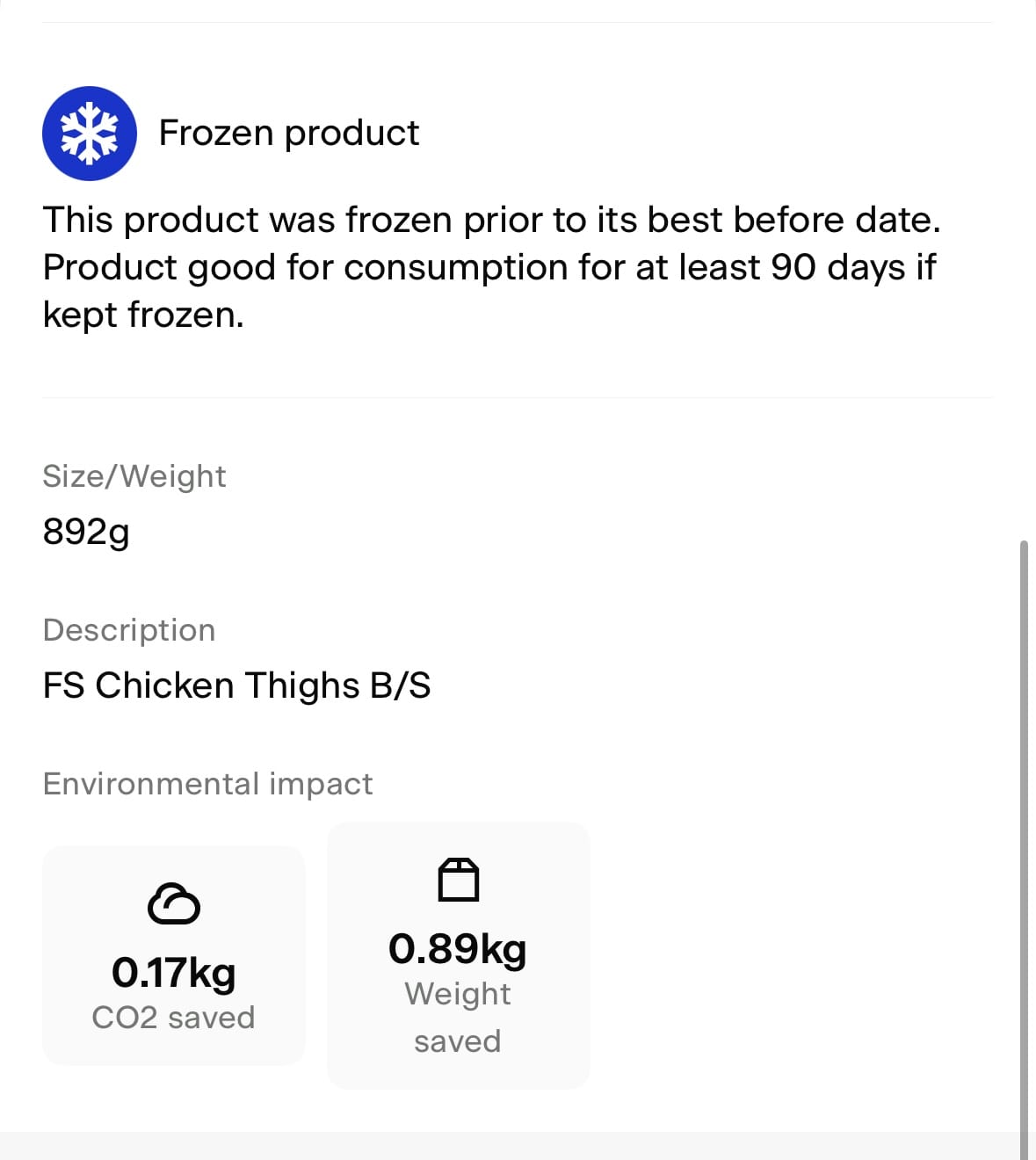 receipt from foodhero for consumption period and environment impact